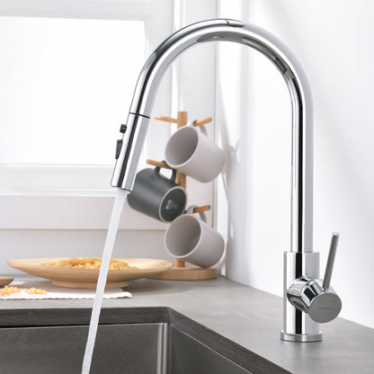 Decaura Kitchen Tap Pull Out 3-Mode Spray Head Chrome Sink Mixer Tap 360° Swivel