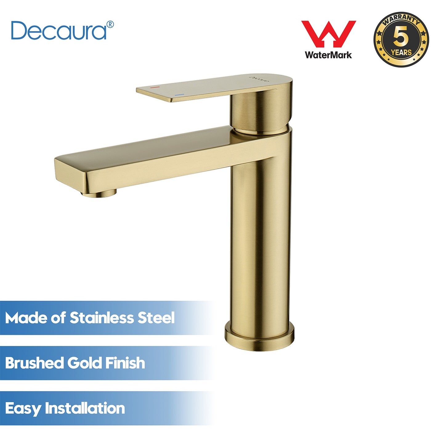 Decaura Bath Basin Mixer Tap Vanity Faucet Single Handle Tapware with Pop Waste