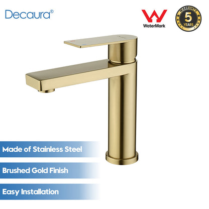 Decaura Bath Basin Mixer Tap Vanity Faucet Single Handle Tapware with Pop Waste