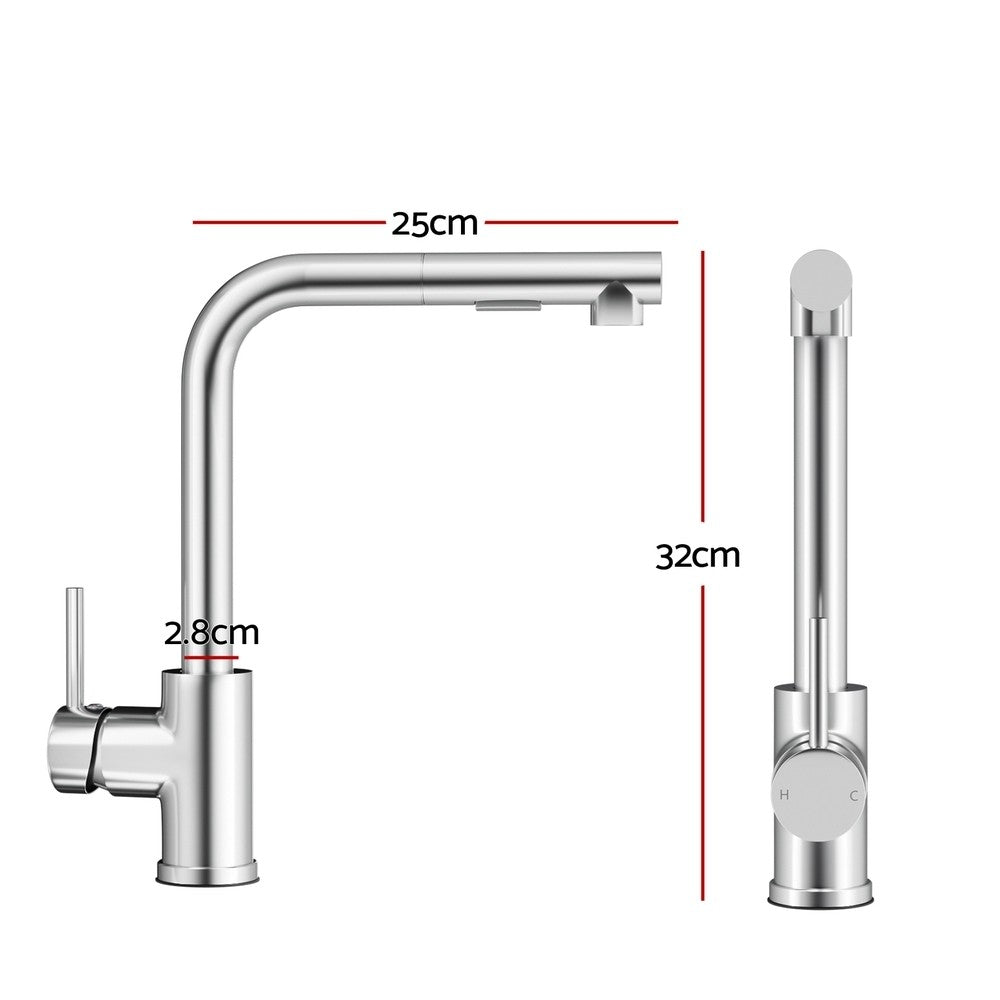 Cefito Kitchen Mixer Tap Pull Out Rectangle 2 Mode Sink Basin Faucet WELS Chrome