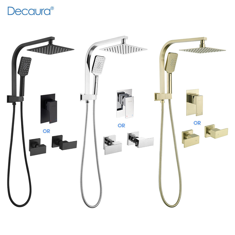 Decaura 8" Rain Shower Head Set 2 in 1 System Wall Tapware Shower Taps Square
