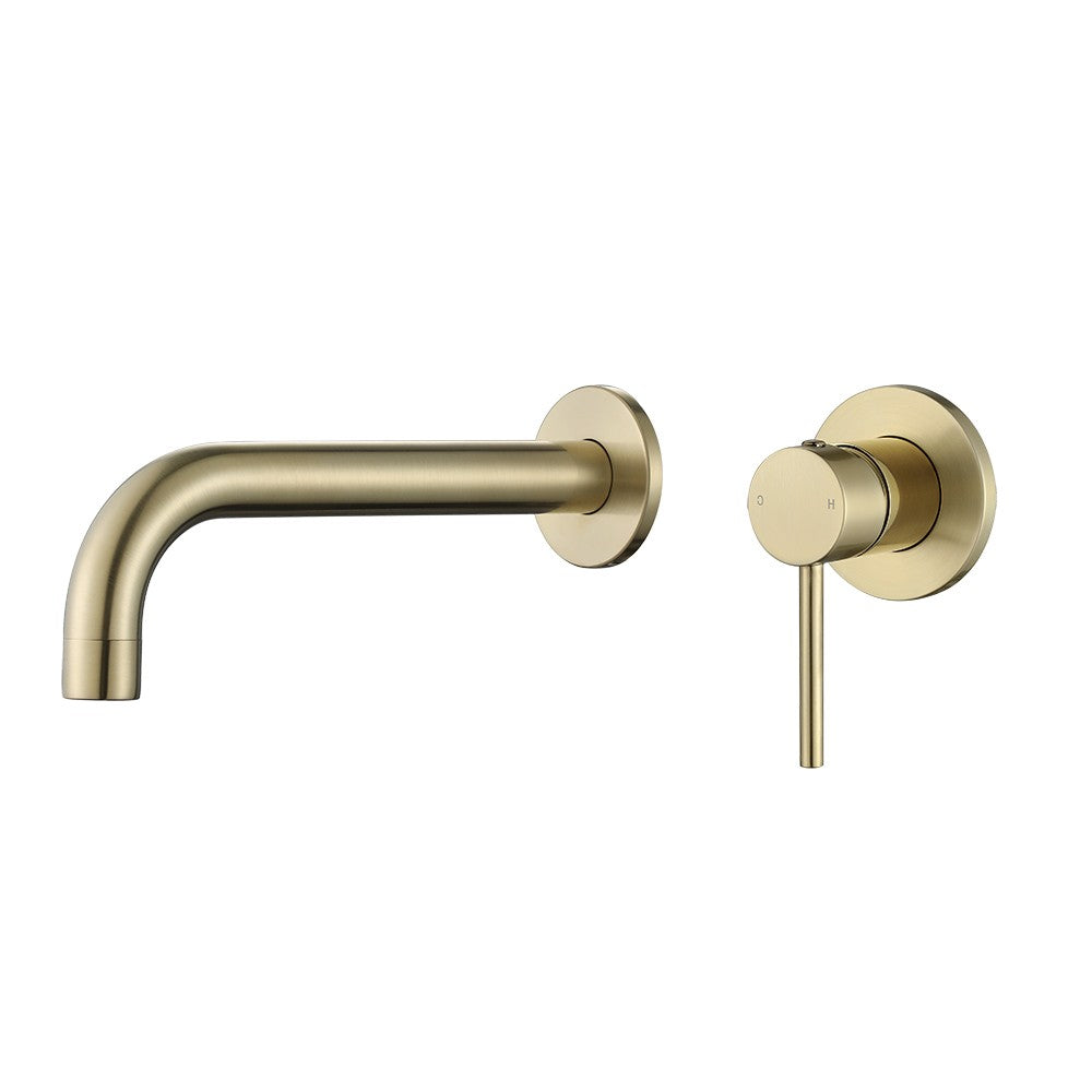 Decaura Bath Water Spout with Mixer Wall mount Brushed Gold Bathroom Brass Basin