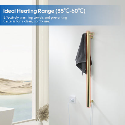 Decaura Wall Mounted Heated Towel Rail Rack Vertical 1 Bar 304 Stainless Steel