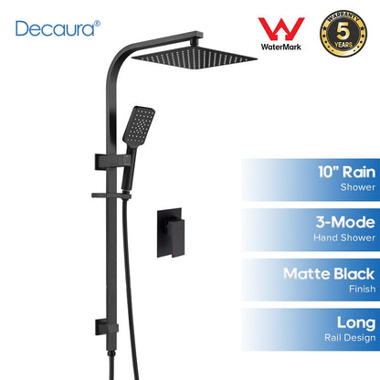 Decaura Square Rain Shower Head Set Matte Black Bathroom Wall Tapware Mixer Taps