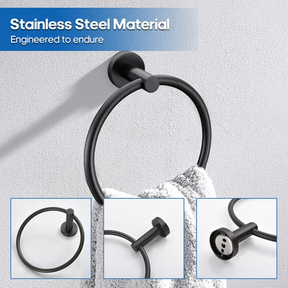 Decaura Bath Round SS304 Hand Towel Ring Rack Rail Holder Hanger Wall Mounted