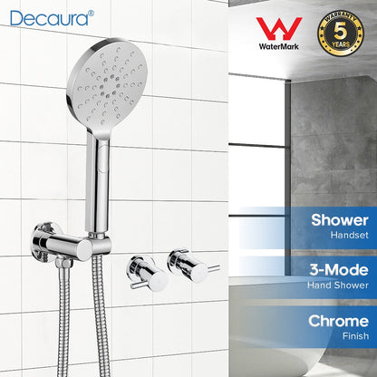 Decaura Hand Held Shower Head Set Handset 3-Mode Spray Chrome Shower Taps Mixer