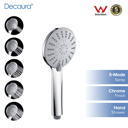 Decaura Hand Held Shower Head 5-Mode Sprayer with 1.5m flexible Shower Hose