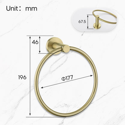Decaura Bath Round SS304 Hand Towel Ring Rack Rail Holder Hanger Wall Mounted
