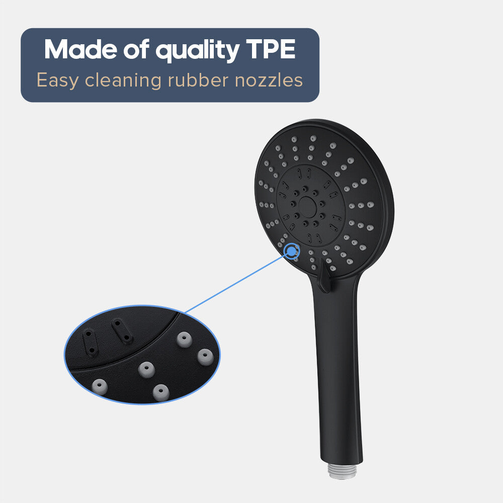 Decaura 5-Mode Hand Held Shower Head High Pressure with 1.5m Shower Hose Black