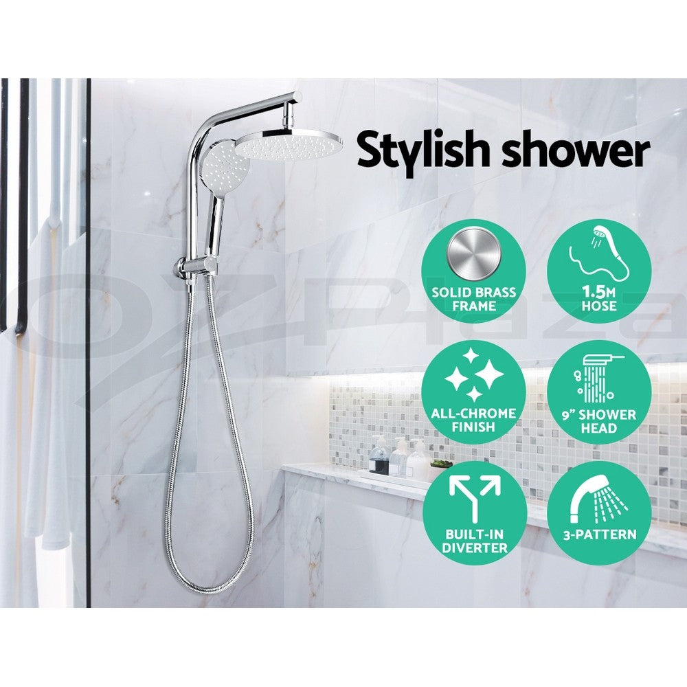 Cefito 9'' Rain Shower Head Set Round Handheld High Pressure Wall Chrome