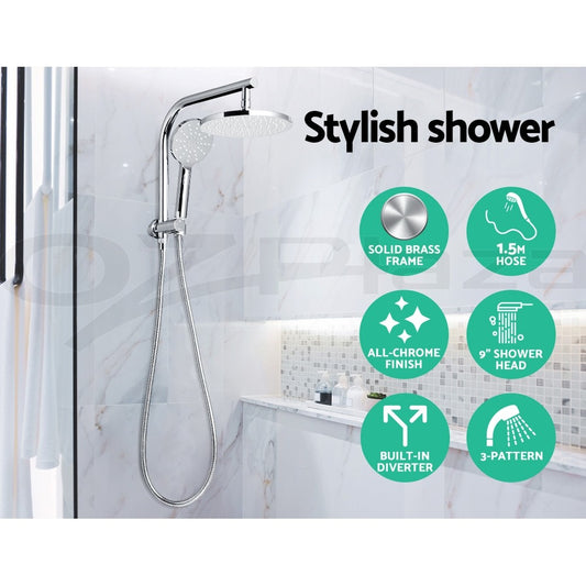 Cefito 9'' Rain Shower Head Set Round Handheld High Pressure Wall Chrome