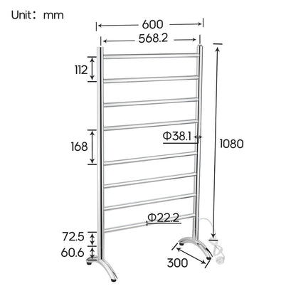 Decaura Heated Towel Rail Rack 304 Stainless Steel Freestanding/Wall Mounted