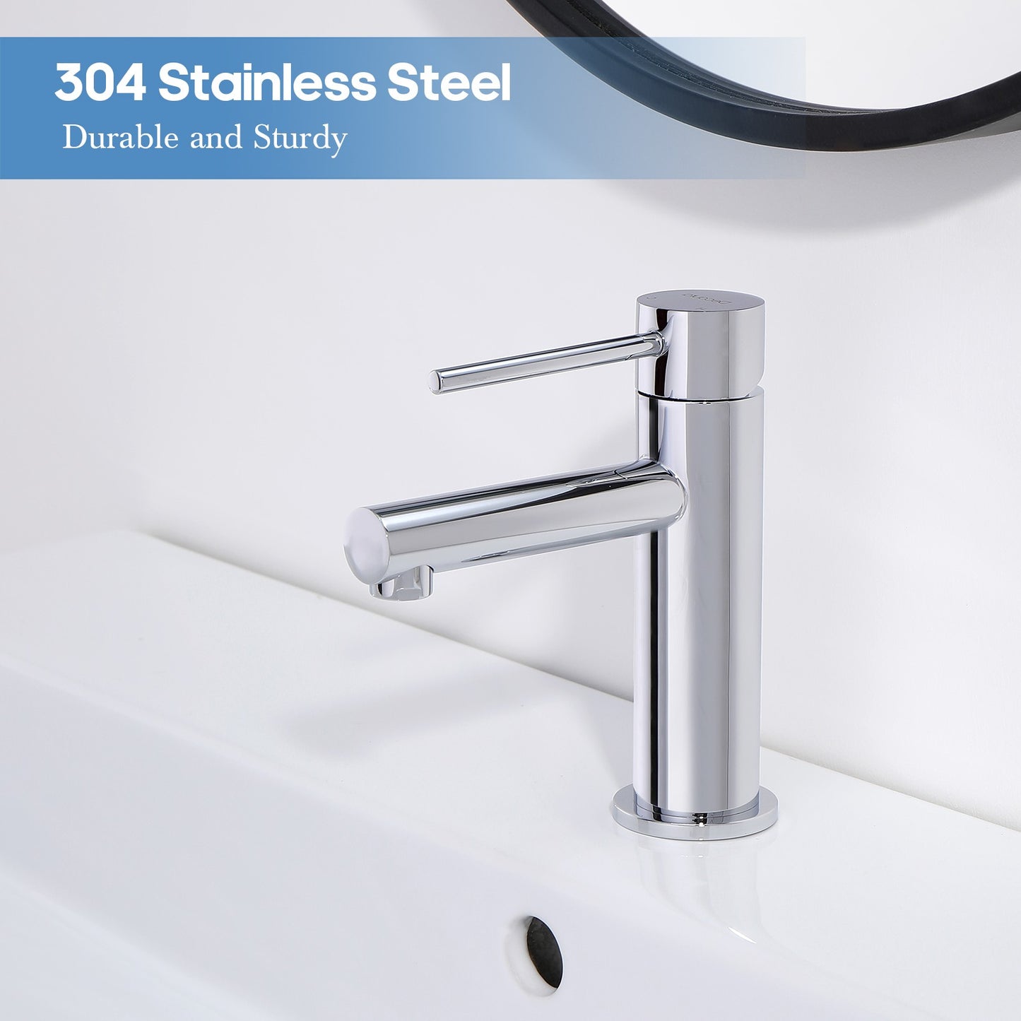 Decaura small Bathroom Basin Mixer Tap Chrome Stainless Steel Lead Free