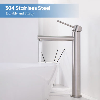 Decaura Tall Bathroom Basin Mixer Tap Brushed Nickel for Countertop Basin