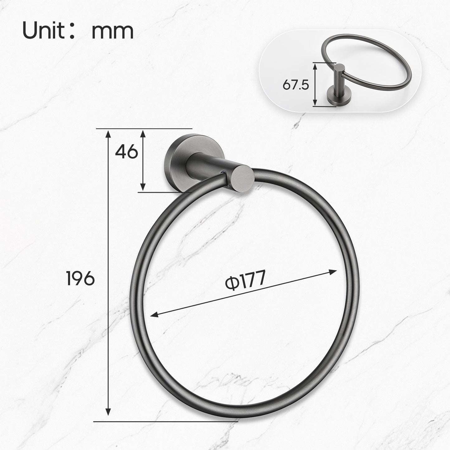 Decaura Bath Round SS304 Hand Towel Ring Rack Rail Holder Hanger Wall Mounted