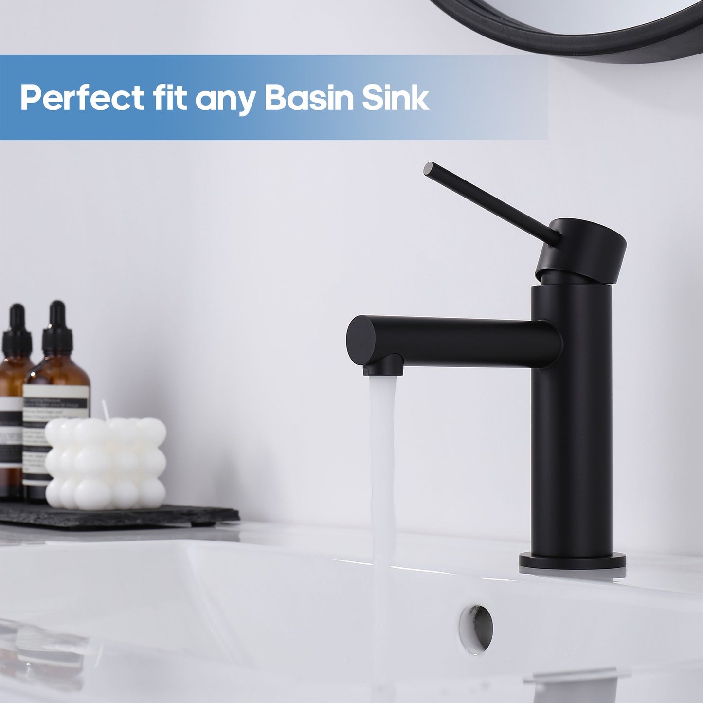 Decaura Bathroom Basin Mixer Tap Stainless Steel Round Chrome/Brushed/Black/Gold