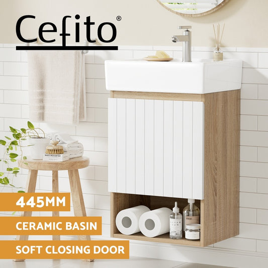 Cefito Vanity Unit 445mm Basin Bathroom Cabinet Storage Wall Hung Sink White