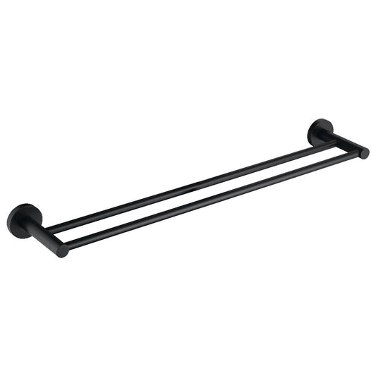 Decaura Double Towel Rail Rack Bar 750mm Matte Black Wall Mount Holder Bathroom
