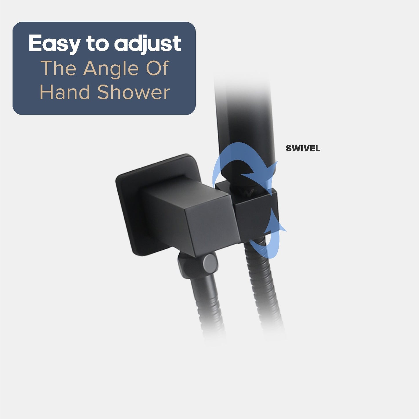 Decaura Square Hand Held Shower Head Set Black 3-Mode Spray Shower Handset