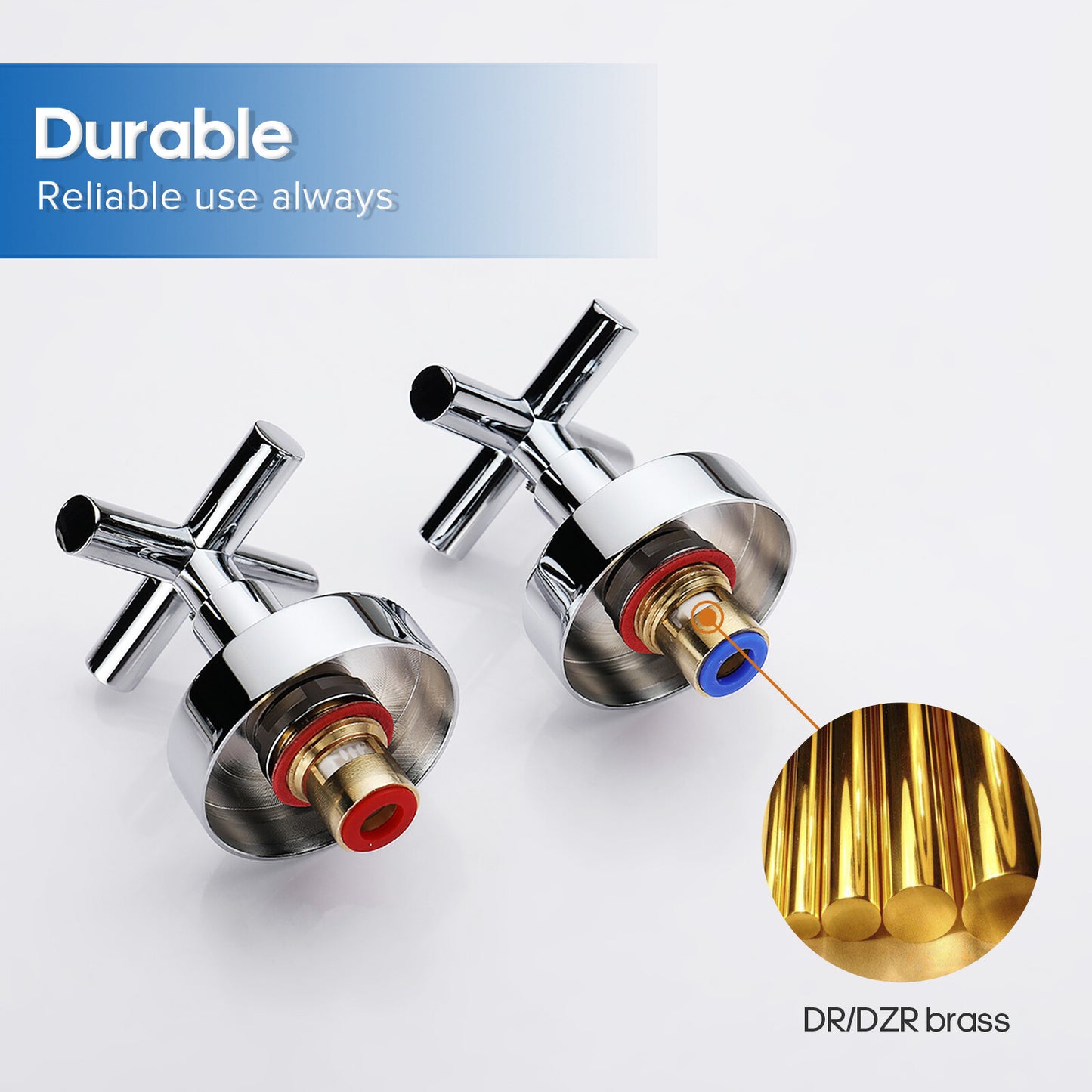 Decaura Cross Handle Shower Taps 1/4 Turn Hot Cold Twin Taps Chrome/Black/Gold