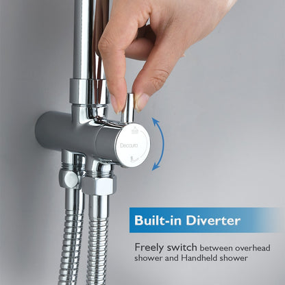 WELS 9" Rain Shower Head Set Separate Water Inlet Elbow Chrome Round Rail