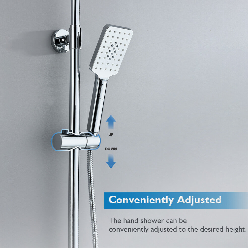 Decaura Shower Head Set 2-Hose Design Square 8" Rain Shower Wall Tapware Chrome