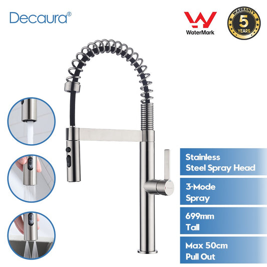 Decaura Spring Kitchen Tap Pull Out Stainless Steel Spray Head Brushed Nickel