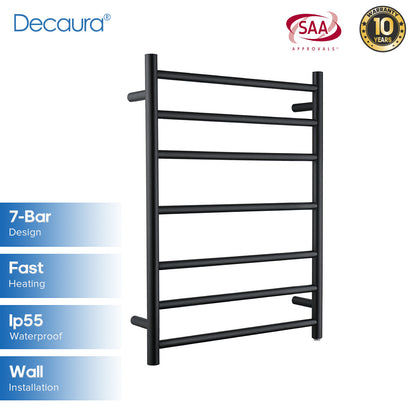 Decaura Wall Mounted Heated Towel Rail 7 Bars 304 Stainless Steel Round/Square