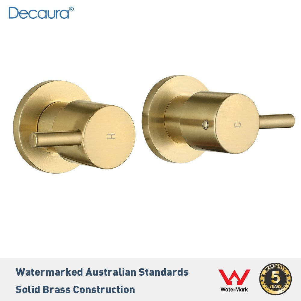 WELS 9" Rain Shower Head Set Brushed Gold Separate Water Inlet Shower Mixer Taps