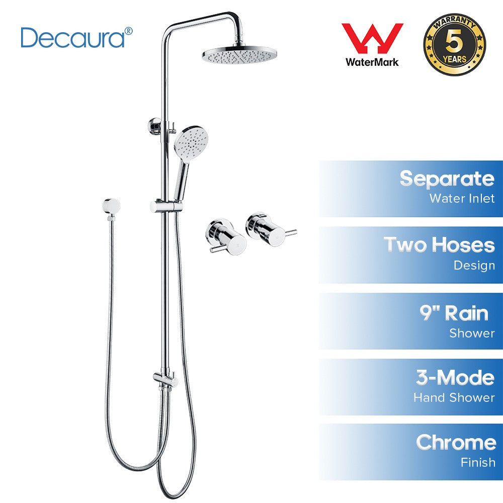 Decaura 8" 9" 10" Rain Shower Head Set Separate Water Inlet Wall Mixer Taps