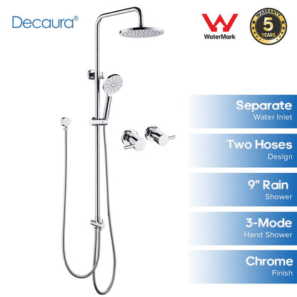 Decaura 8" 9" 10" Rain Shower Head Set Separate Water Inlet Wall Mixer Taps