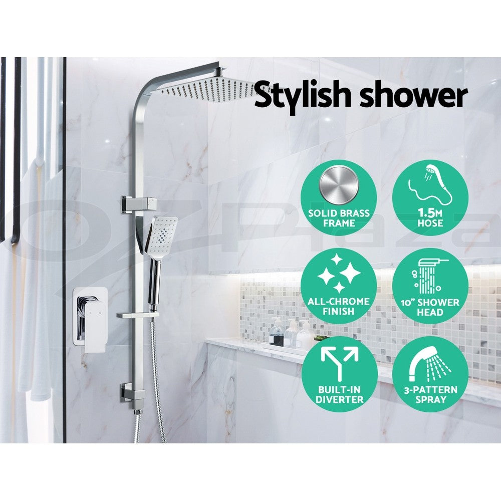 Cefito 10'' Rain Shower Head Mixer Square Handheld High Pressure Wall Chrome
