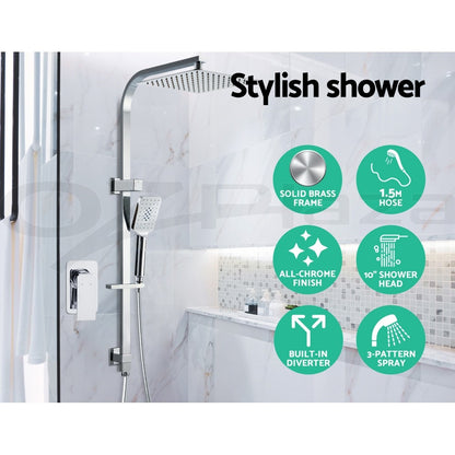Cefito 10'' Rain Shower Head Mixer Square Handheld High Pressure Wall Chrome