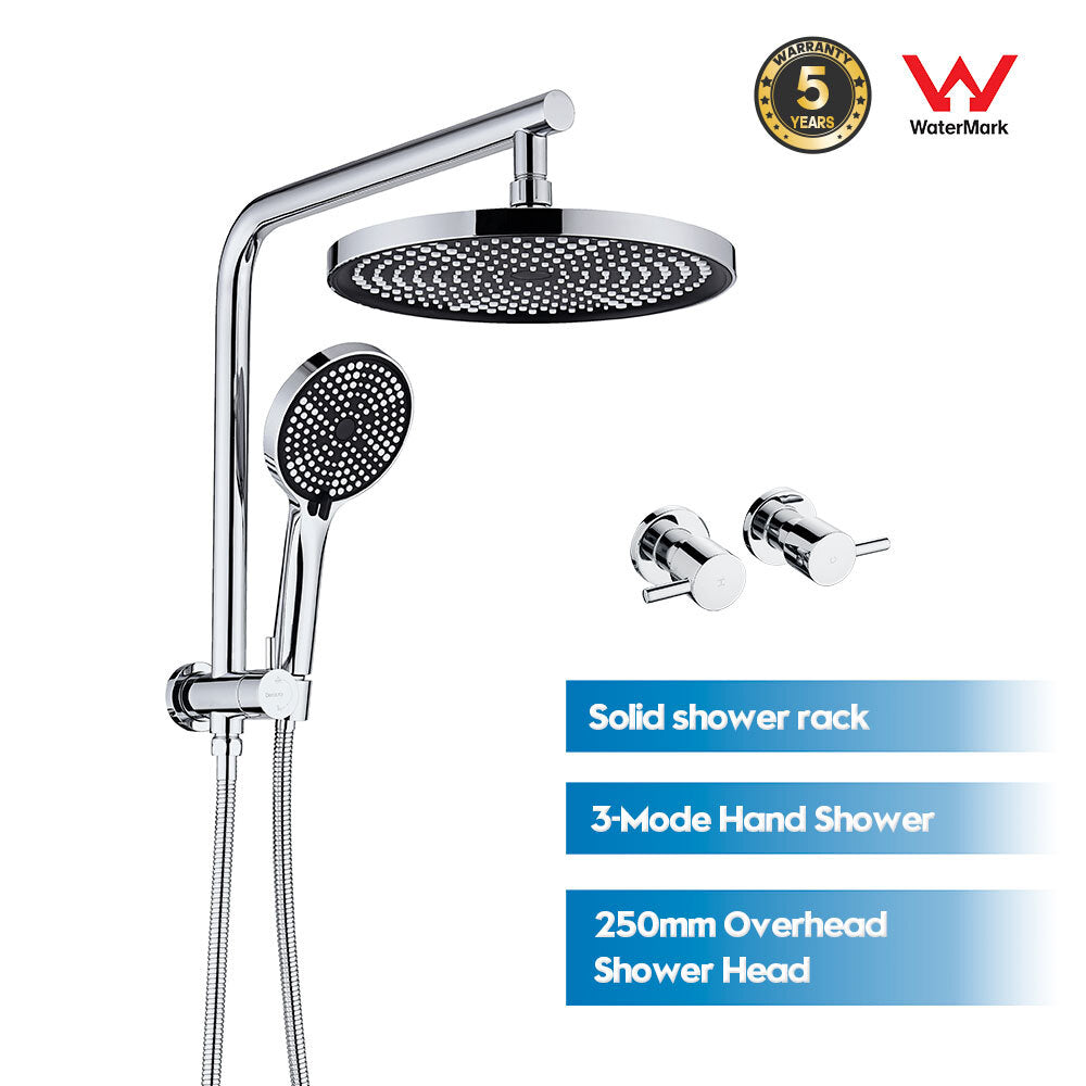 Decaura 9" or 10" Shower Head Set Gooseneck Chrome Black Golden Wall Shower Taps