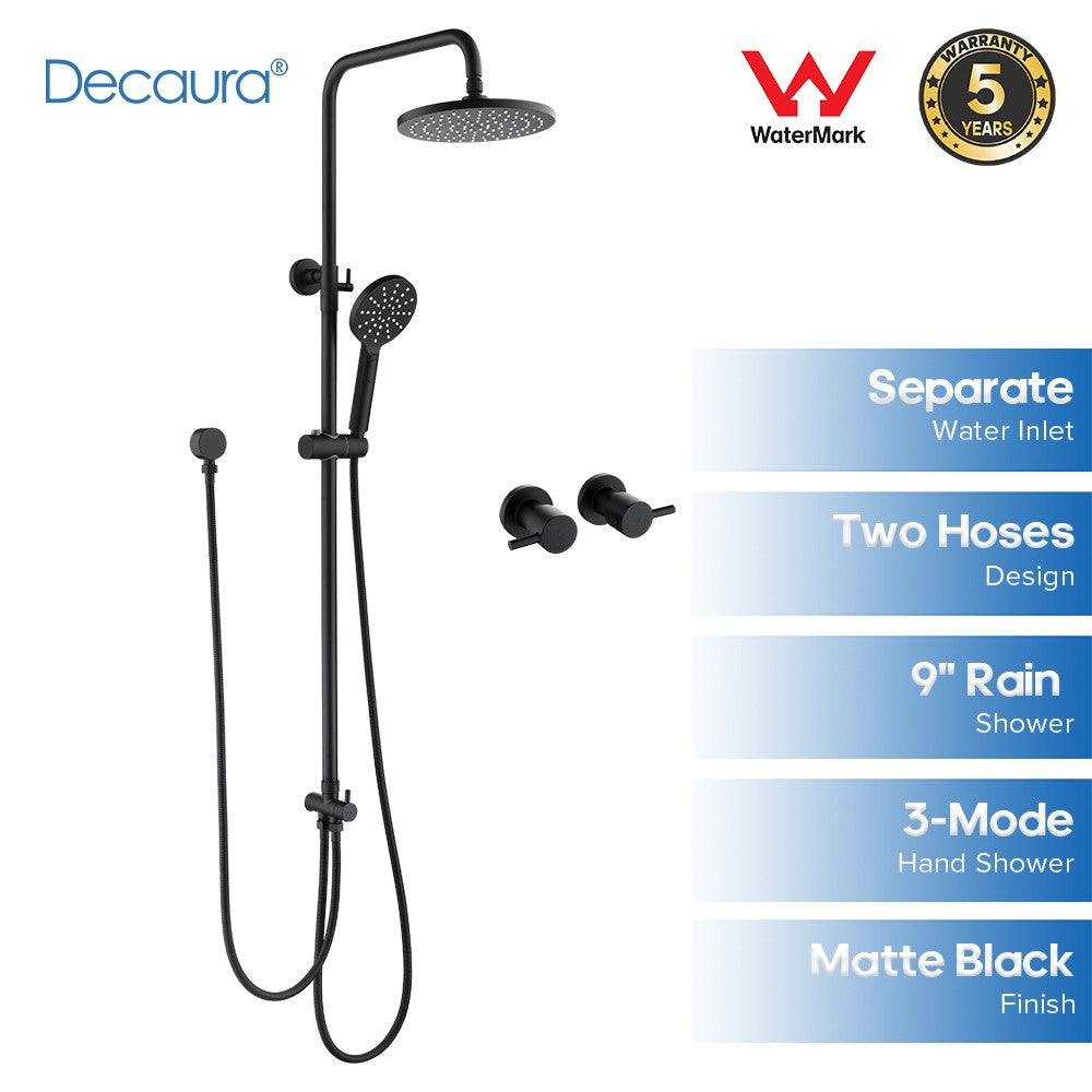 Decaura 8" 9" 10" Rain Shower Head Set Separate Water Inlet Wall Mixer Taps