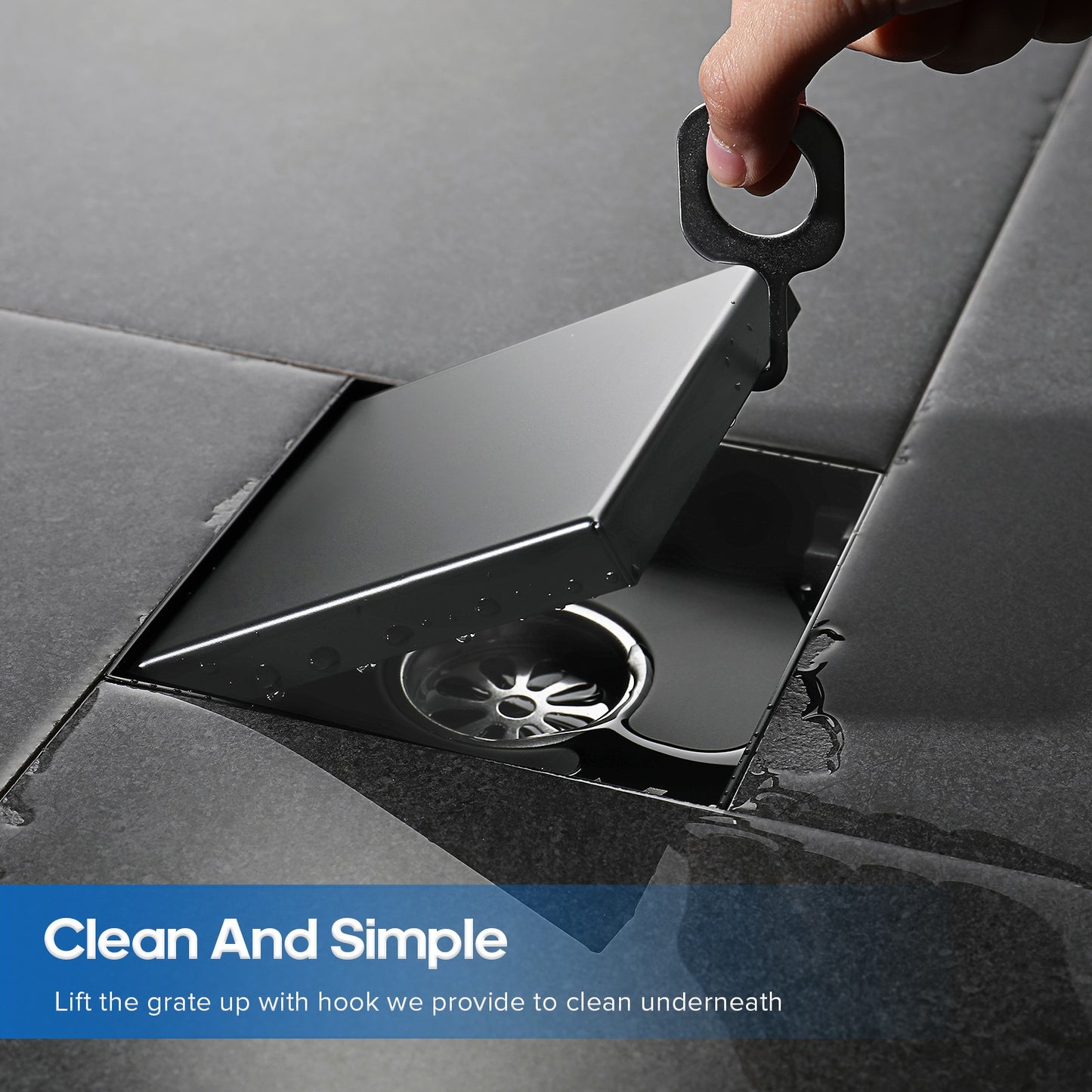 Decaura Shower Grate Drain Brushed Gunmetal Tile Insert Floor Waste Square 50mm