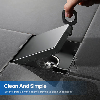 Decaura Shower Grate Drain Brushed Gunmetal Tile Insert Floor Waste Square 50mm