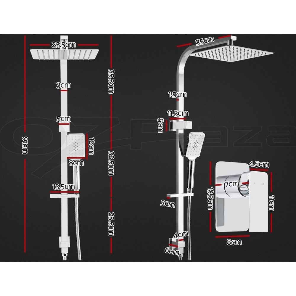 Cefito 10'' Rain Shower Head Mixer Square Handheld High Pressure Wall Chrome