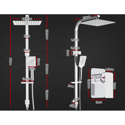 Cefito 10'' Rain Shower Head Mixer Square Handheld High Pressure Wall Chrome