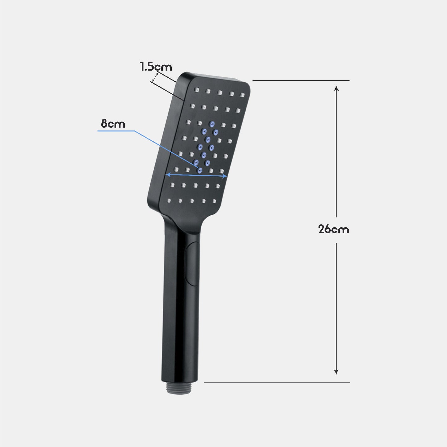 Decaura Square Hand Held Shower Head Set Black 3-Mode Spray Shower Handset