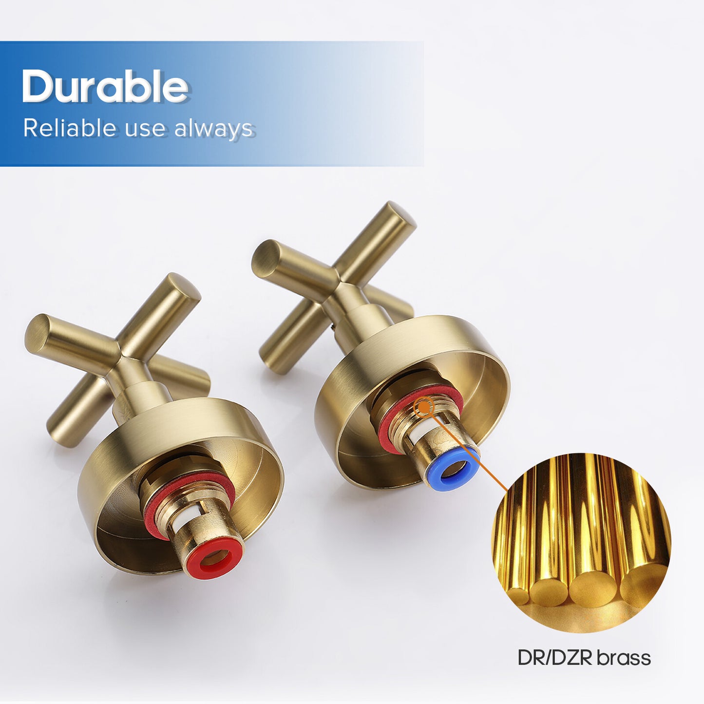 Decaura Cross Handle Shower Taps 1/4 Turn Hot Cold Twin Taps Chrome/Black/Gold