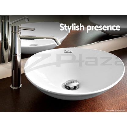 Cefito Bathroom Basin Vanity Sink Ceramic Above Counter Hand Wash Bowl Oval