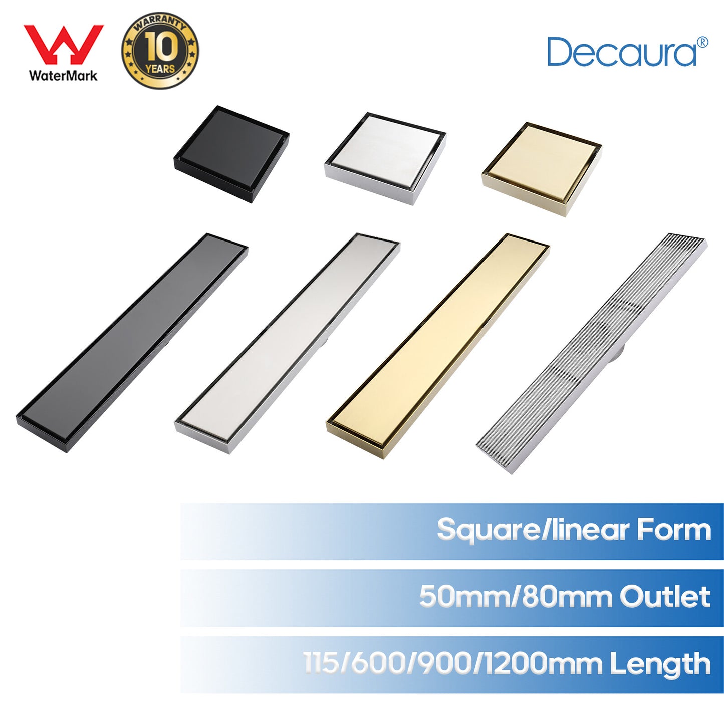 Decaura Shower Grate Drain Floor Waste Stainless Steel Tile Insert/Strip