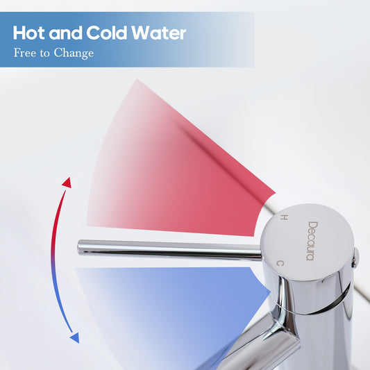 Decaura small Bathroom Basin Mixer Tap Chrome Stainless Steel Lead Free
