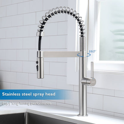 Decaura Spring Kitchen Tap Pull Out Stainless Steel Spray Head Brushed Nickel