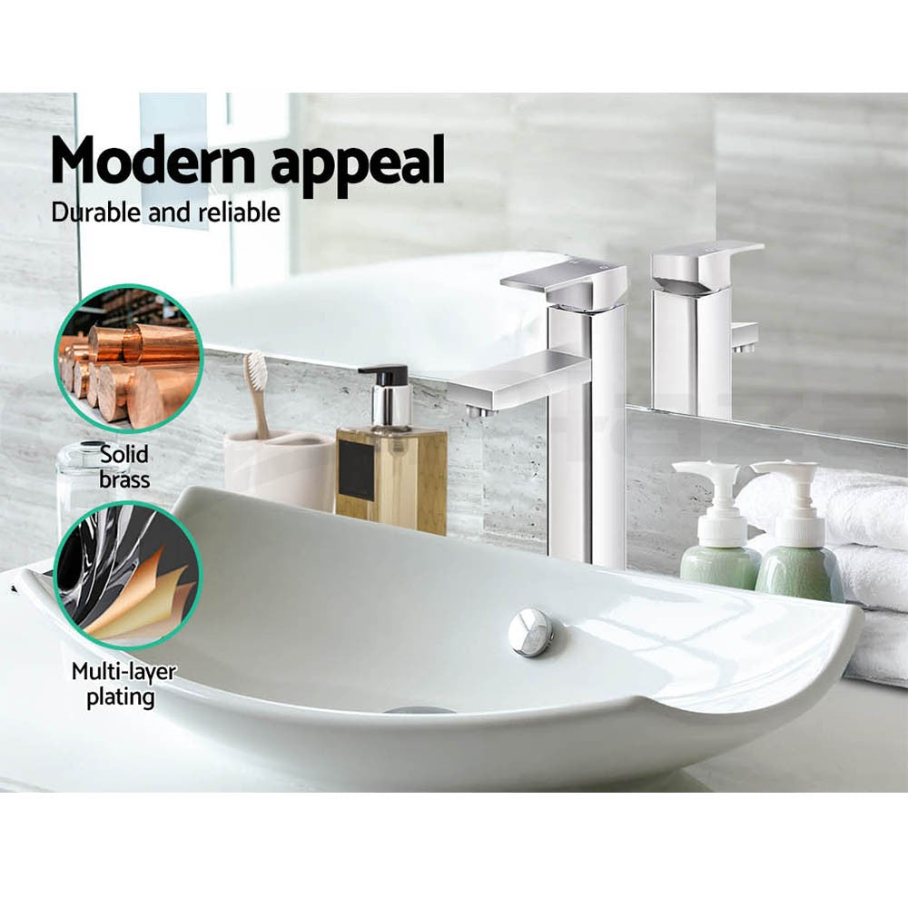 Cefito Bathroom Basin Mixer Tap Laundry Faucet Sink Swivel Silver