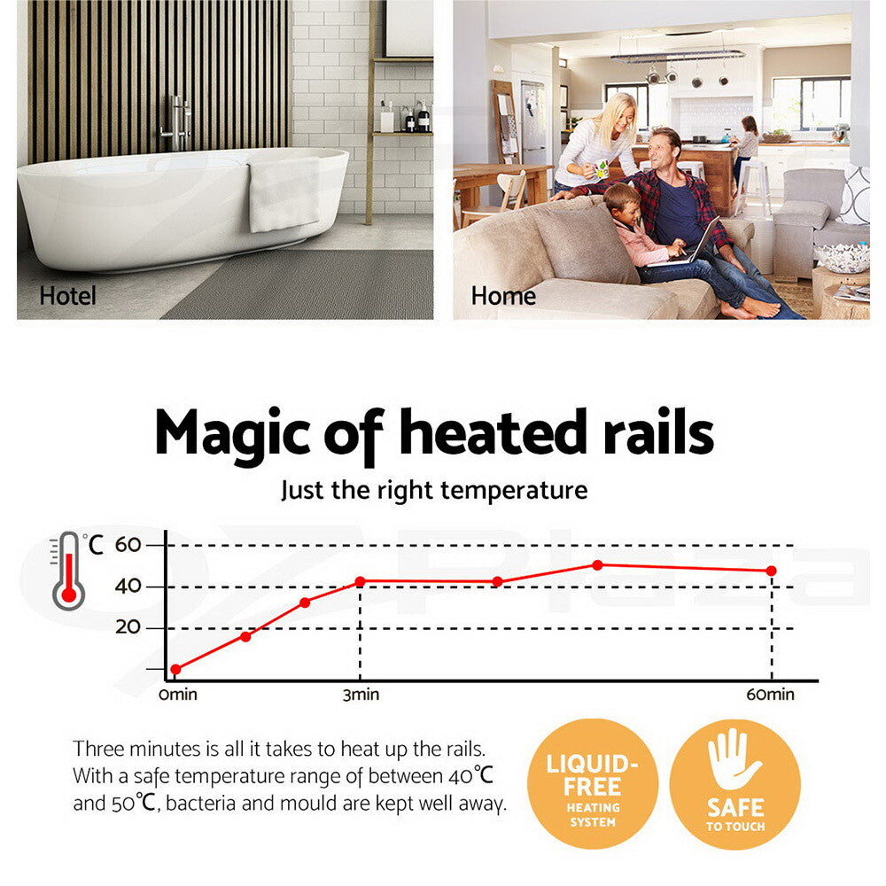 Devanti Heated Towel Rail Rack Bathroom Electric Rails Warmer Clothes 3 Models