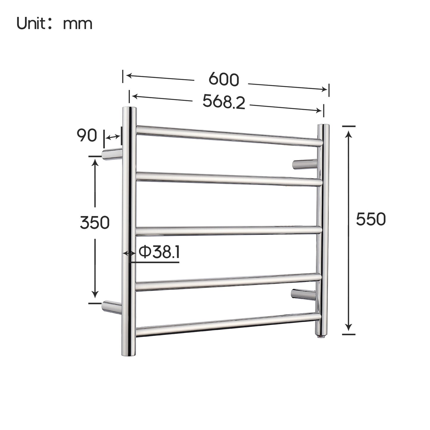 Decaura Heated Towel Rail Rack 304 Stainless Steel Freestanding/Wall Mounted