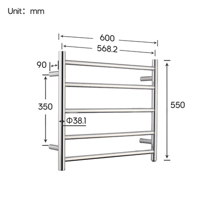 Decaura Heated Towel Rail Rack 304 Stainless Steel Freestanding/Wall Mounted