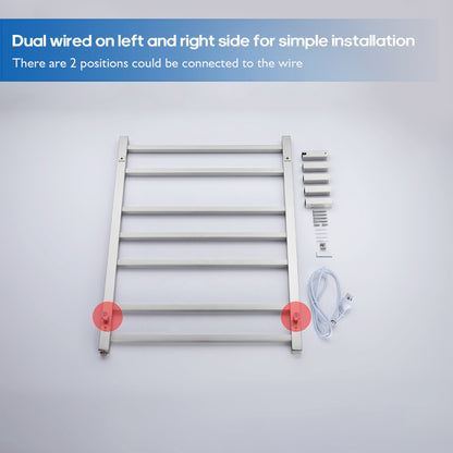 Decaura Heated Towel Rail Rack 304 Stainless Steel Freestanding/Wall Mounted
